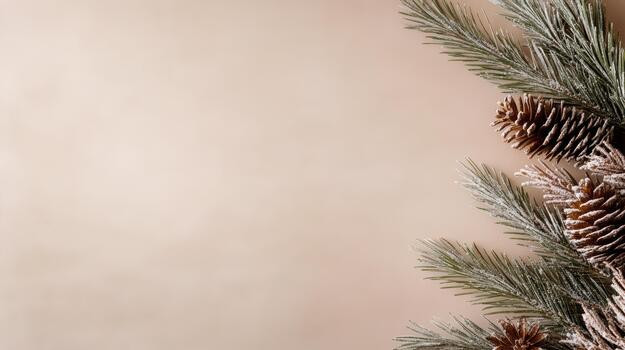 Navidad árbol con pino conos y ramas en un beige antecedentes foto