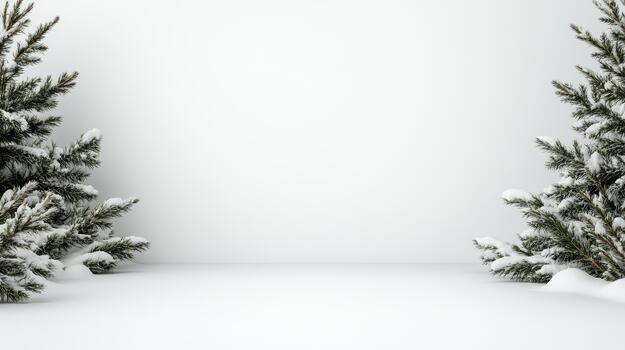 Christmas tree in white background with snow photo