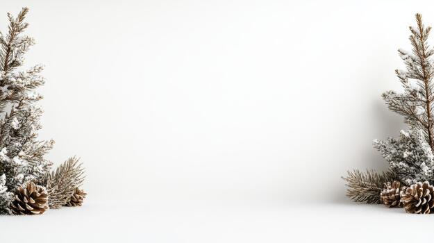 Christmas tree on white background with snow photo