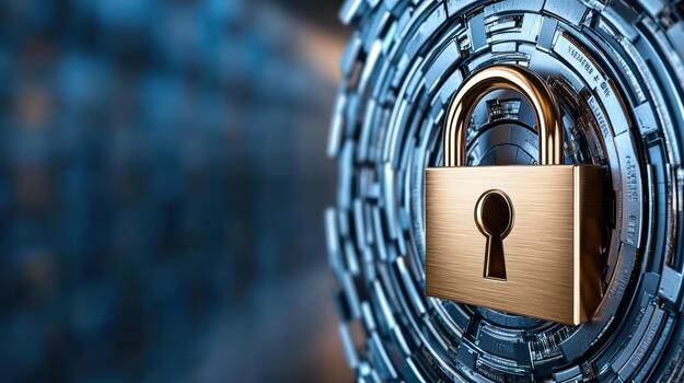 Security concept with padlock on a digital background photo