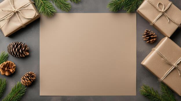 Navidad árbol y regalos en un gris antecedentes con Copiar espacio foto