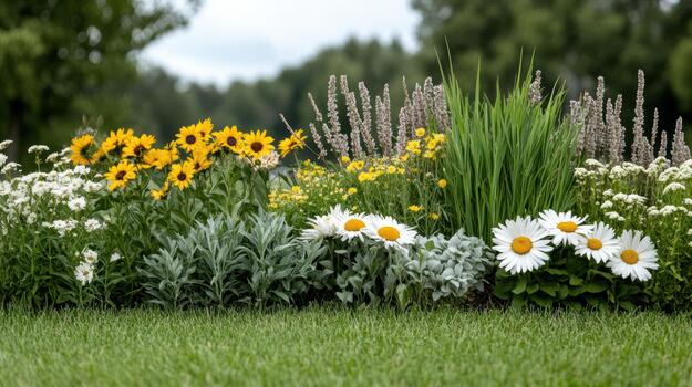 A garden with many different types of flowers photo