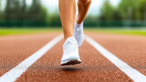 un persona corriendo en un pista con su piernas en el suelo foto