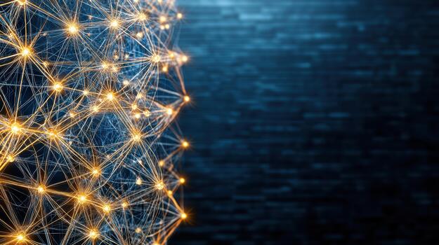 A network of lights and lines on a dark background photo