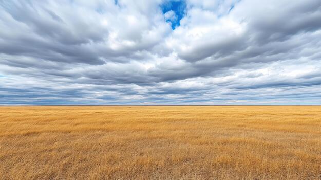 A large field with grass and clouds photo