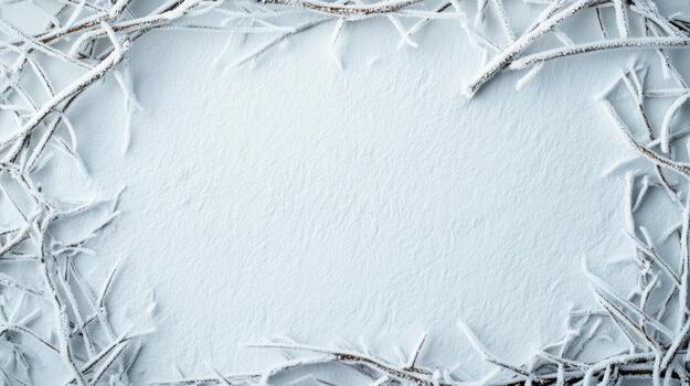 invierno escarchado marco con blanco nieve en el pared foto