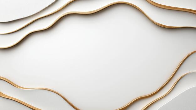 3d rendering of a white and gold wavy border photo