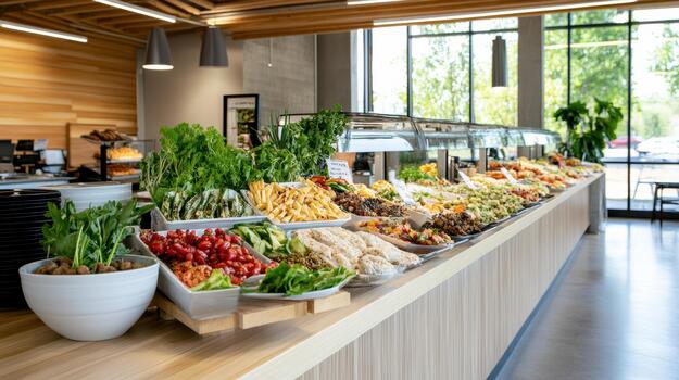 A buffet with lots of different types of food photo