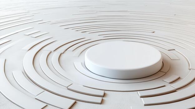 A white button on a circular maze photo