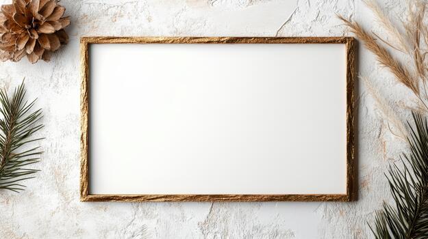 Christmas frame with pine cones and pine branches on a white background photo