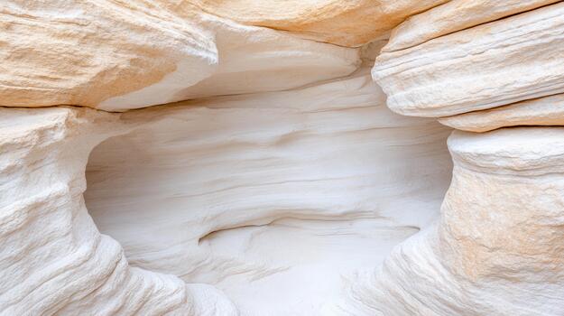 Natural canyon texture soft light neutral sandstone cavity with subtle layers and calm mood photo
