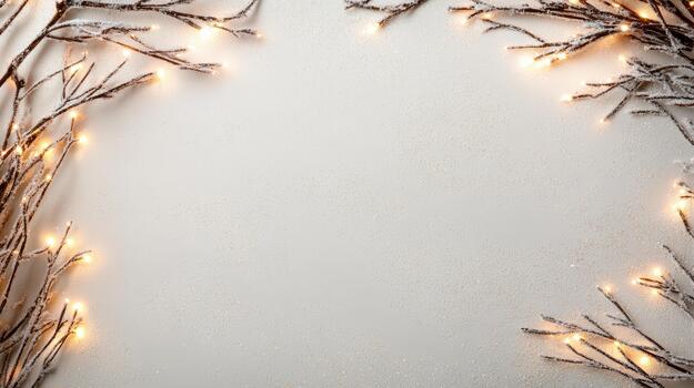 Navidad árbol ramas con luces en un blanco antecedentes foto