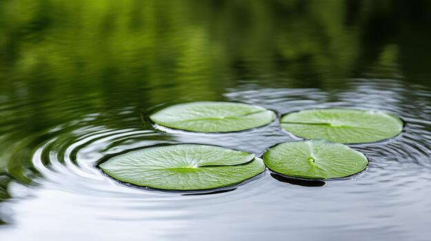 A green leaf floating in a pond photo