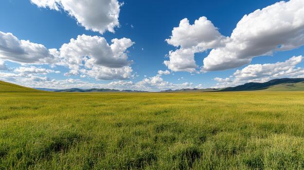 A field with grass and clouds photo
