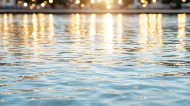 A body of water with lights reflecting off of it photo