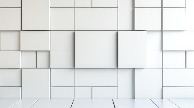 White wall with squares and squares on it photo