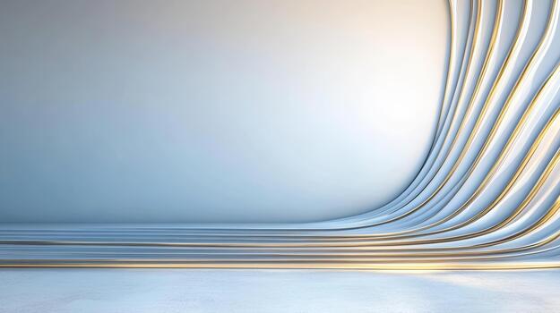 3d rendering of a white room with curved lines photo