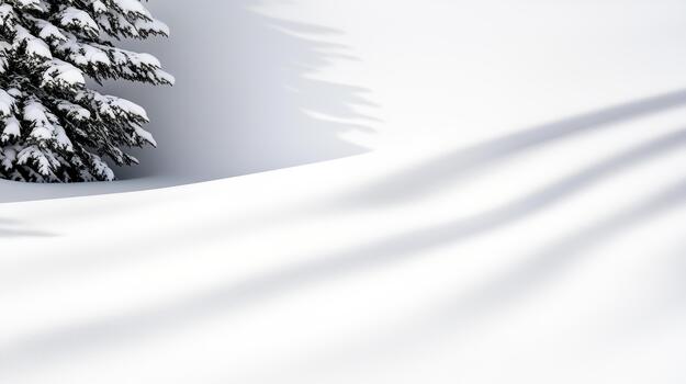 A snow covered pine tree in the middle of a field photo