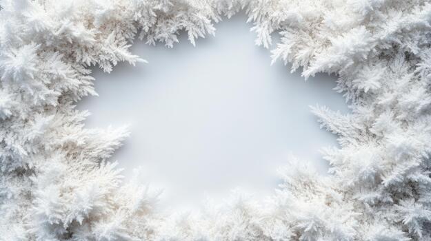 un blanco nieve cubierto marco con un Copiar espacio foto