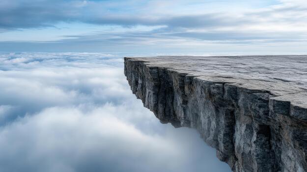 A cliff with a view of the sky and clouds photo