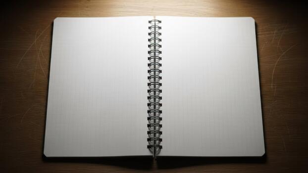 An open notebook with a spiral bound spiral notebook on a wooden table photo