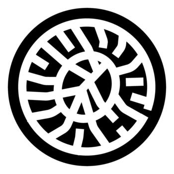 Abstract geometric monochrome labyrinth pattern within a circle vector