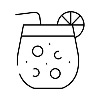 Refreshing juice drink with straw and citrus slice vector