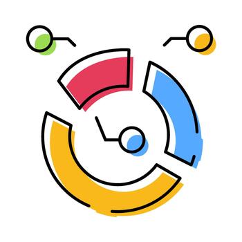 Analyzing data with colorful infographic chart icon vector