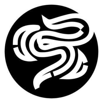 Abstract intertwined calligraphic lines forming circular logo design vector