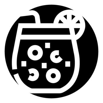 Refreshing drink icon with straw and citrus slice vector