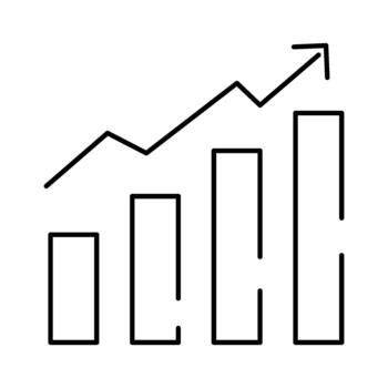 Growing business bar graph with upward moving arrow vector
