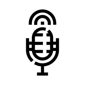 Microphone broadcasting icon representing audio podcast and radio vector
