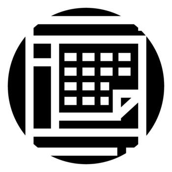 Organizing data in a spreadsheet grid icon symbol vector