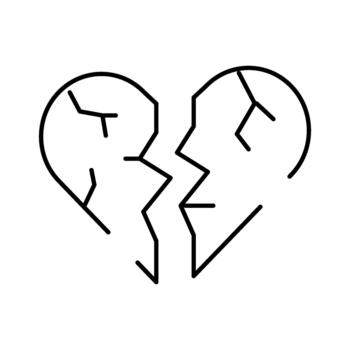Broken heart icon symbolizing loss, grief, and separation vector