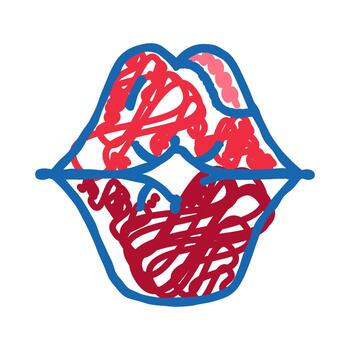 labios dibujo con rojo Escribiendo demostración comunicación dificultad vector