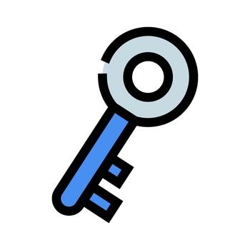 Blue key icon representing access and security solution vector