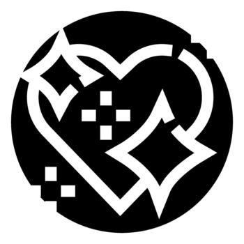 Abstract heart icon connecting arrows and sparkle symbol vector