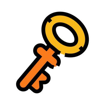 naranja y oro llave hallazgo solución concepto vector