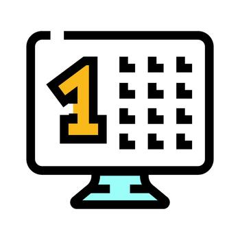 Computer monitor displaying number one ranking icon vector