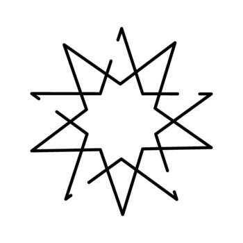 Abstract geometric star symbol representing chaotic expansion line art vector