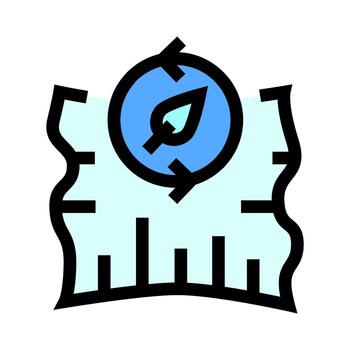 Brújula en mapa indicando dirección para navegación vector