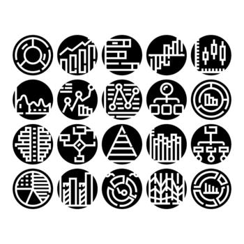 analizando datos con varios gráficos, gráficos, y diagrama íconos vector