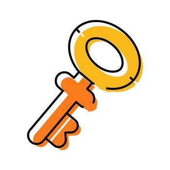 Key unlocking access solution for security icon vector