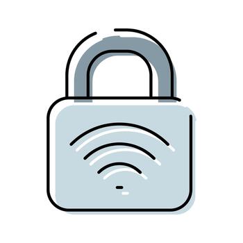candado con Wifi señales simbolizando seguro conexión y datos intimidad vector