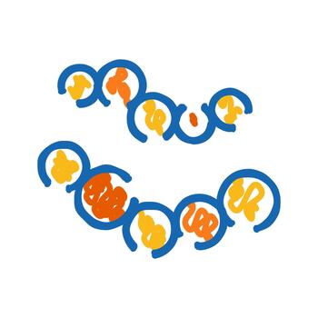 Connected blue circles with colorful abstract squiggles vector