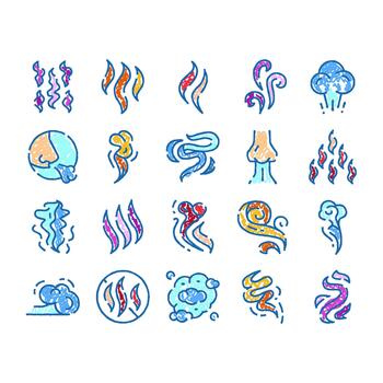 Smelling and experiencing various types of odor icons vector