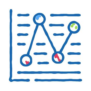 Business data analysis line chart icon illustrating performance vector