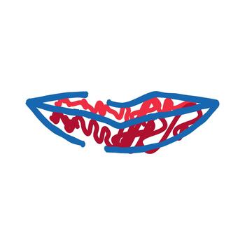 Abstract lips outline with red line work inside vector