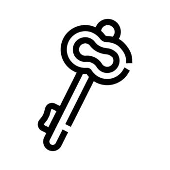 Old skeleton key icon representing security access and solution vector