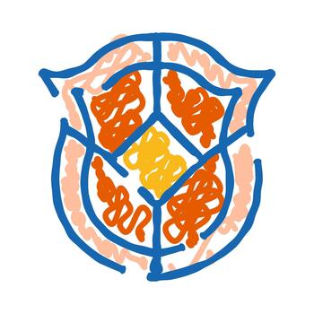 Abstract shield drawing featuring energetic scribble patterns vector